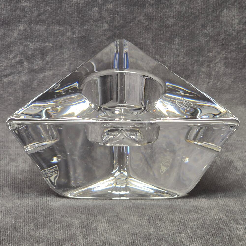 Orrefors Sweden Triangle Crystal Glass Votive Candle Holder